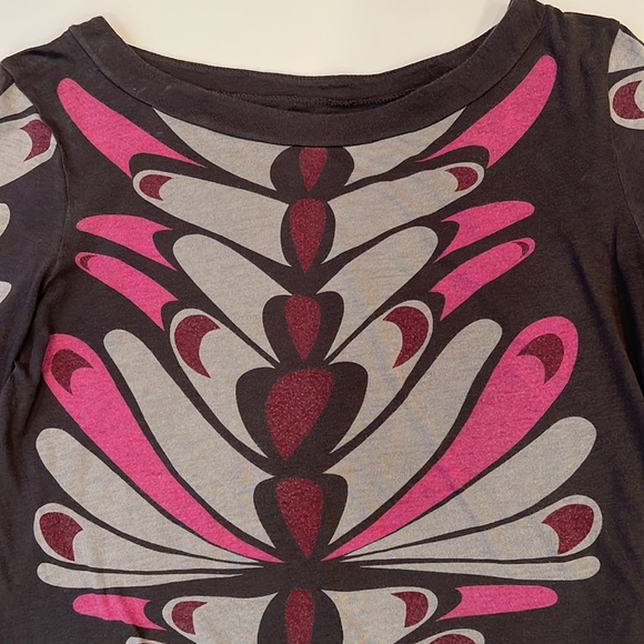 Mossimo Grey & Pink Graphic Design Light Weight Long Sleeve T Shirt Womens Small - Picture 3 of 6